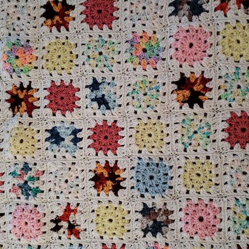 Cozy Colorful Handmade Vintage Crochet Afghan Throw Blanket 52 X 34 - Picture 8 of 10